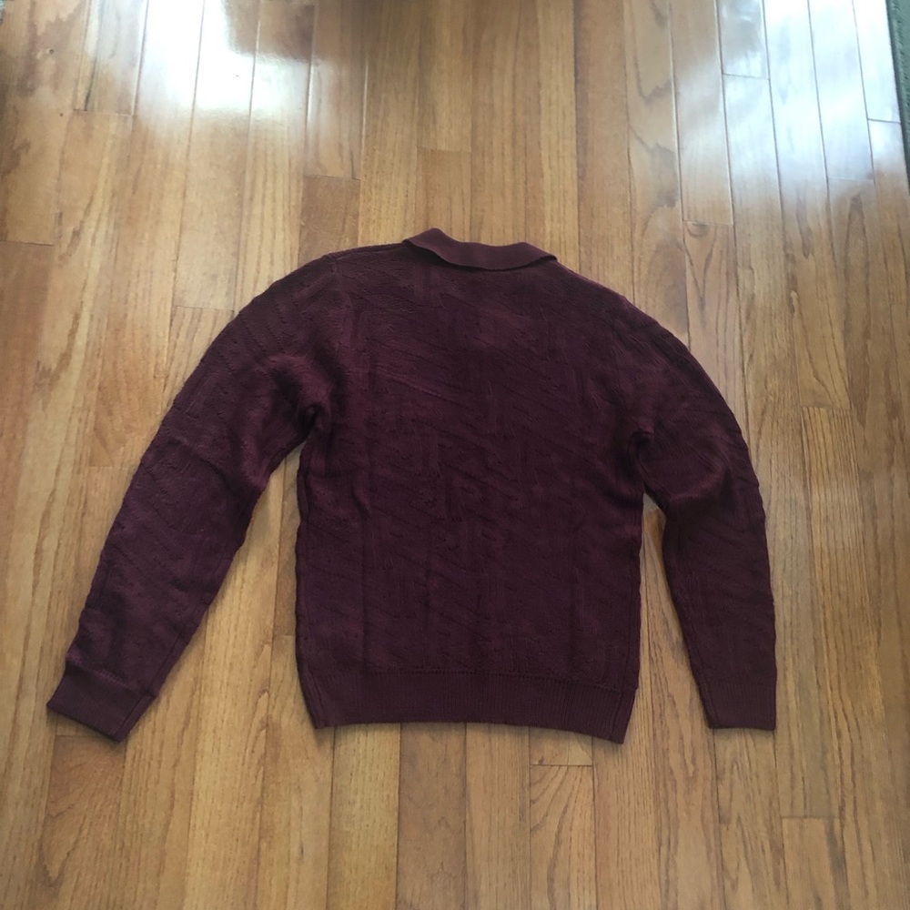 NWT Express Men's Burgundy Polo Quarter Button Up Sweater Size Small - Picture 5 of 13